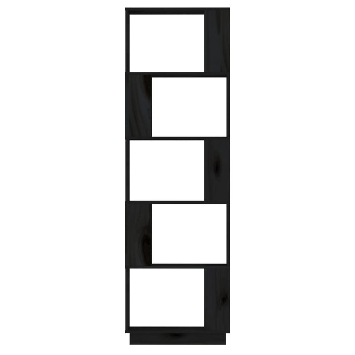 Bücherregal/Raumteiler Schwarz 51x25x163,5 cm Massivholz Kiefer