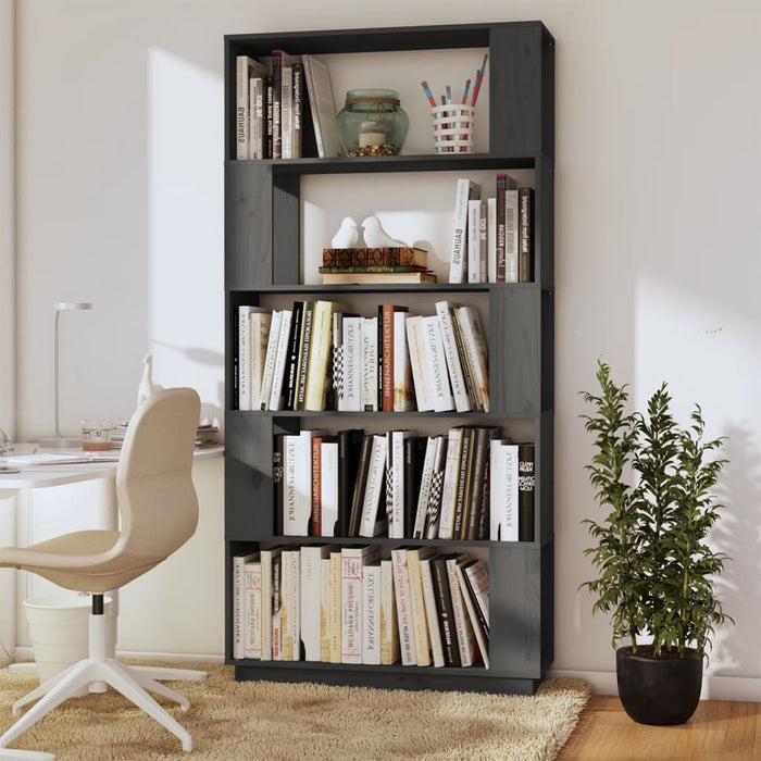 Bücherregal/Raumteiler Grau 80x25x163,5 cm Massivholz Kiefer