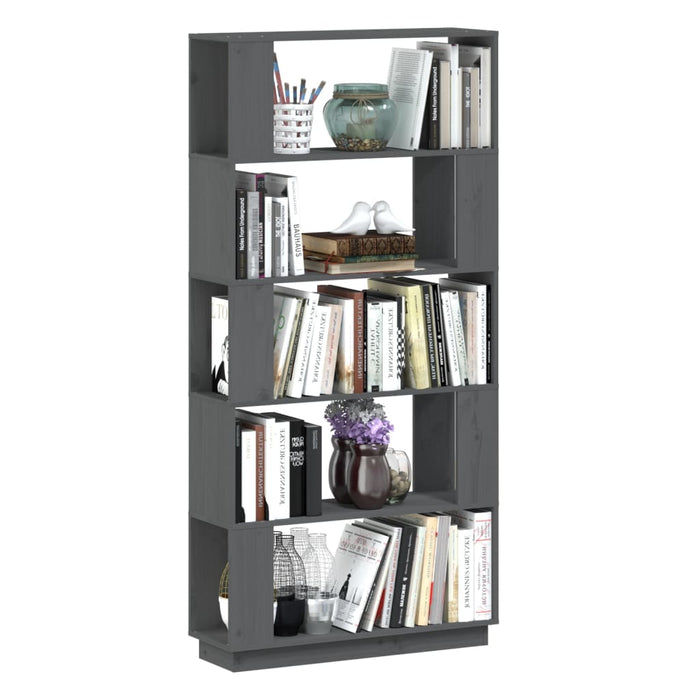 Bookcase/room divider gray 80x25x163.5 cm solid pine wood