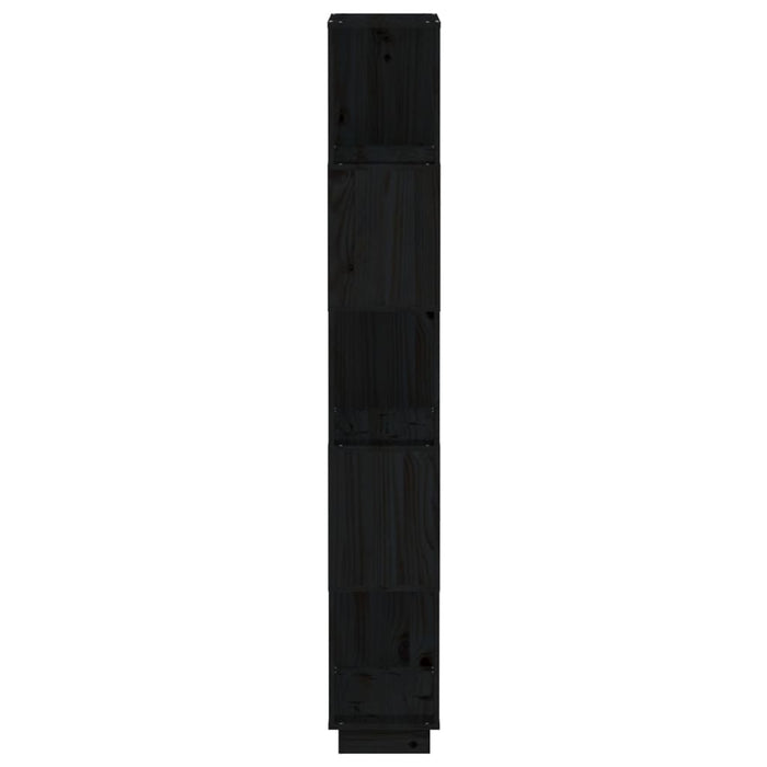 Bücherregal/Raumteiler Schwarz 80x25x163,5 cm Massivholz Kiefer
