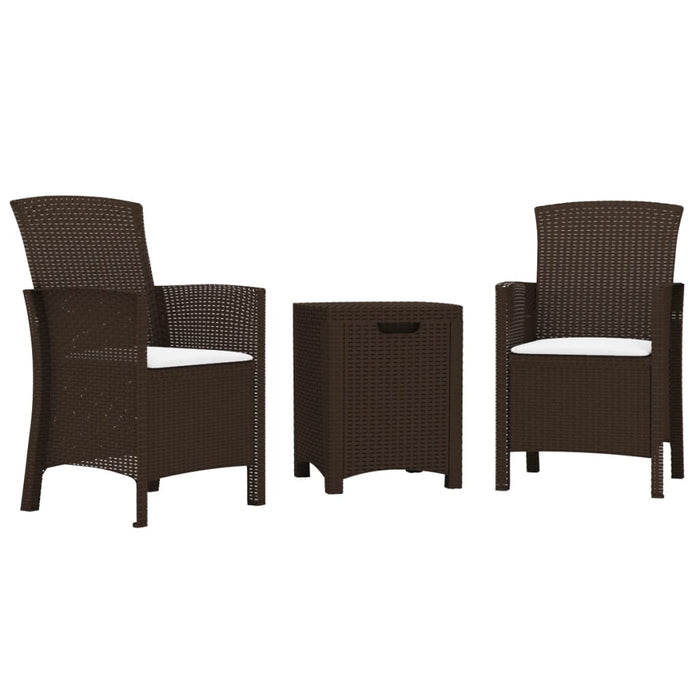 3-tlg. Garten-Lounge-Set mit Kissen PP Rattan Braun