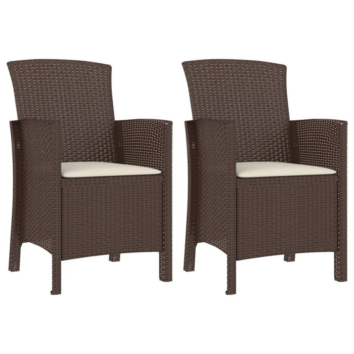 3-tlg. Garten-Lounge-Set mit Kissen PP Rattan Braun