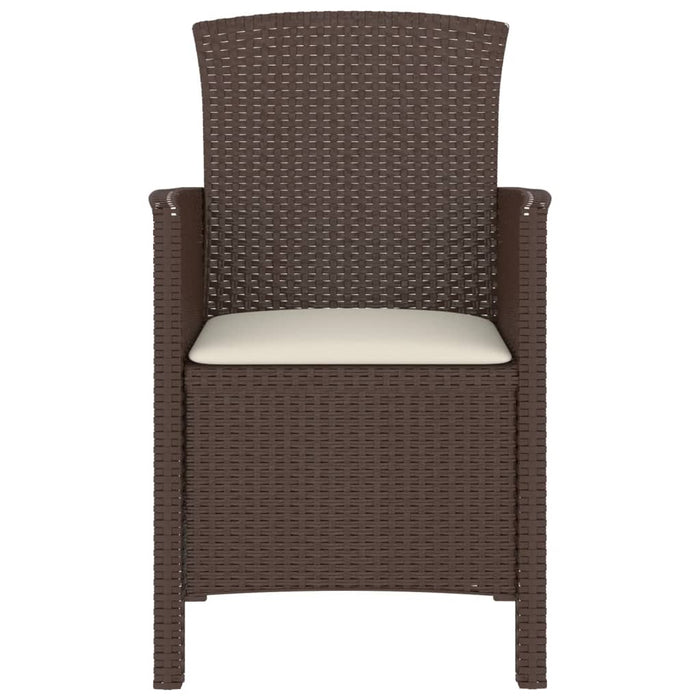 3-tlg. Garten-Lounge-Set mit Kissen PP Rattan Braun