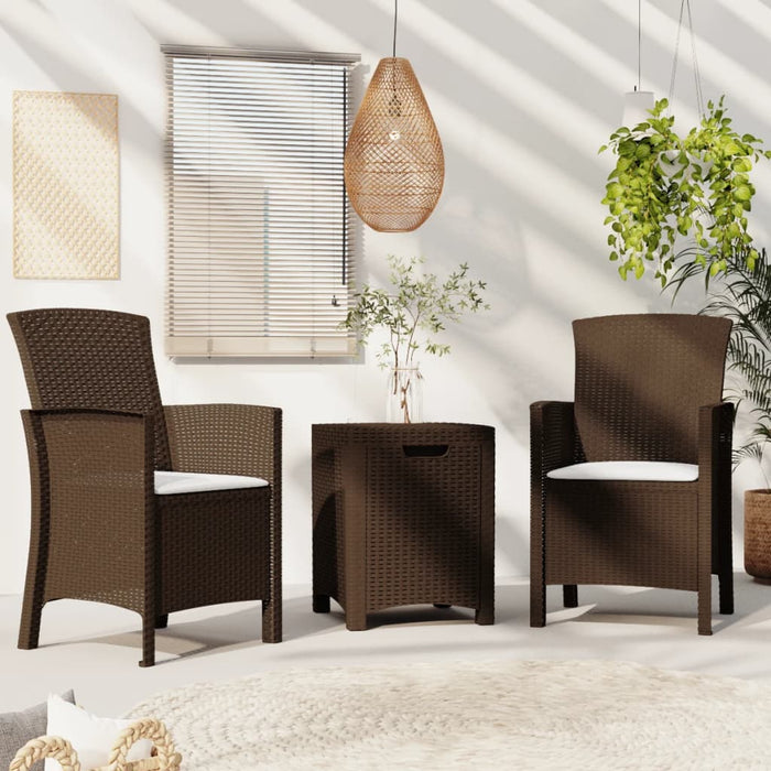 3-tlg. Garten-Lounge-Set mit Kissen PP Rattan Braun