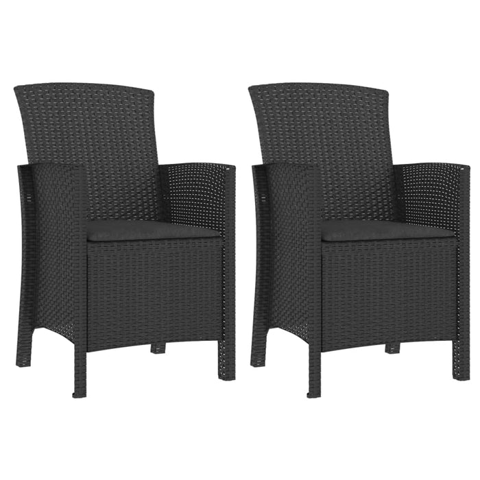 3-tlg. Garten-Lounge-Set mit Kissen PP Rattan Graphit