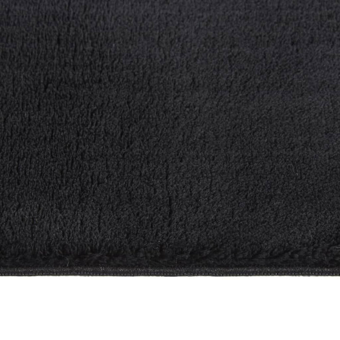Teppich Waschbar Flauschig Kurzflor 160x230 Rutschfest Schwarz