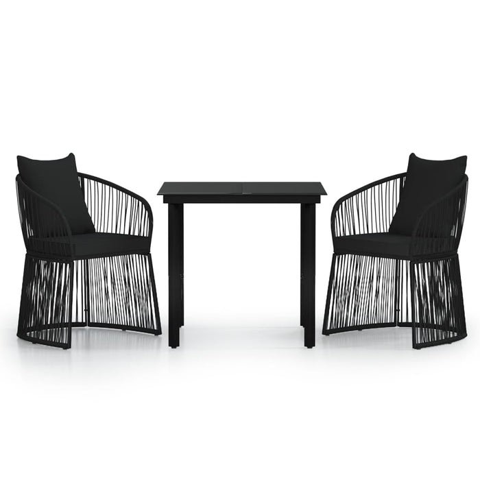 3-tlg. Garten-Essgruppe mit Kissen Schwarz
