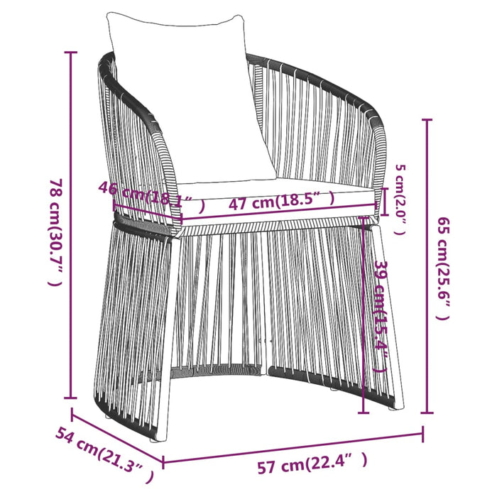 7-tlg. Garten-Essgruppe mit Kissen Schwarz