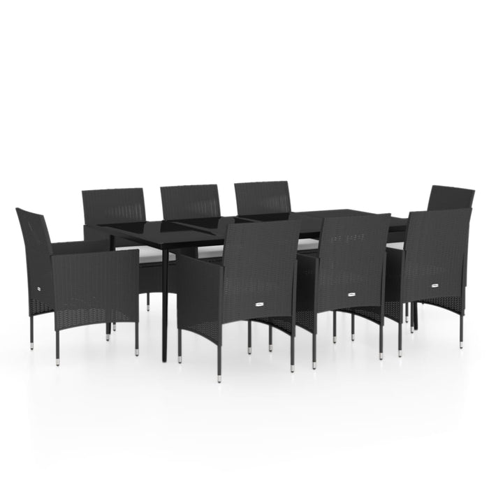 9 pcs. Garden dining group with cushions black