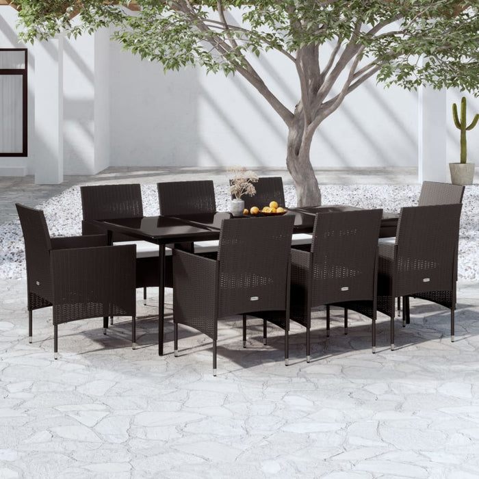 9 pcs. Garden dining group with cushions black