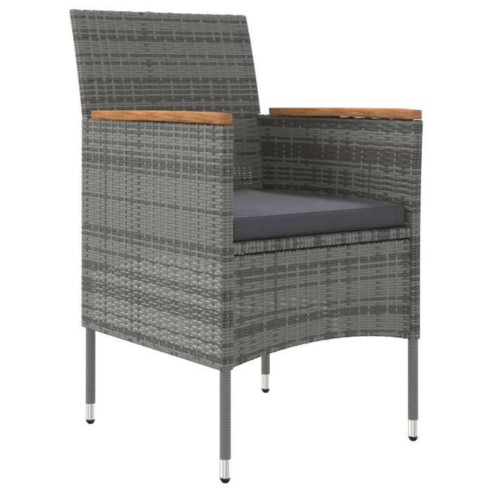 7-tlg. Garten-Essgruppe mit Kissen Grau und Schwarz