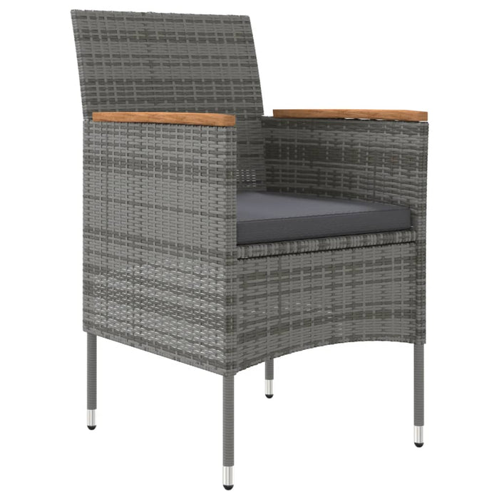 7-tlg. Garten-Essgruppe mit Kissen Grau und Schwarz