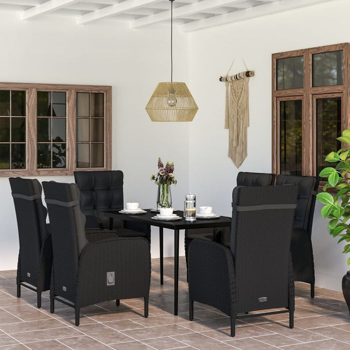 7 pcs. Garden dining set with black cushions