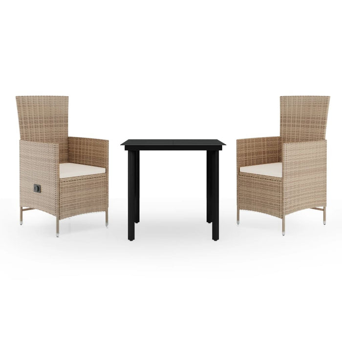 3-tlg. Garten-Essgruppe mit Kissen Beige