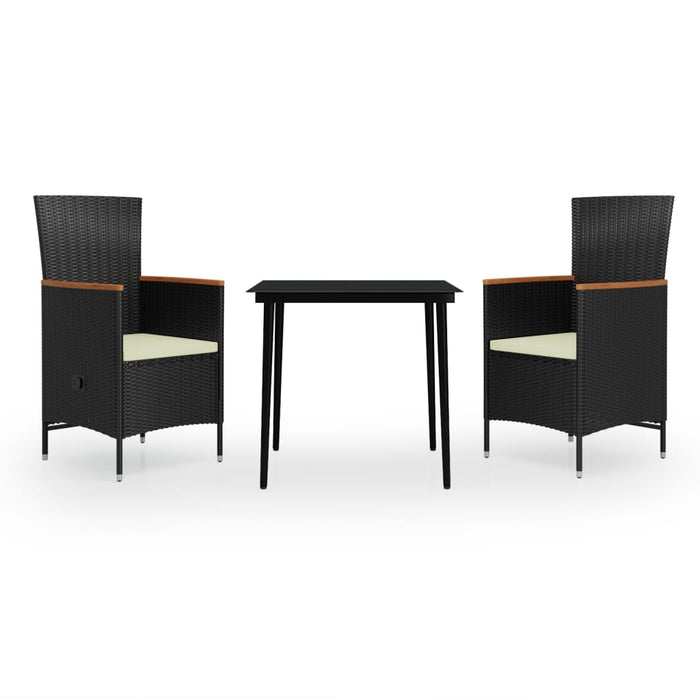 3-tlg. Garten-Essgruppe mit Kissen Schwarz