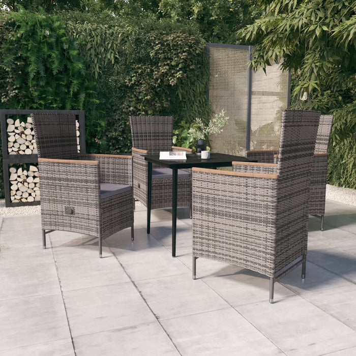 5 pcs. Garden dining set with gray cushions