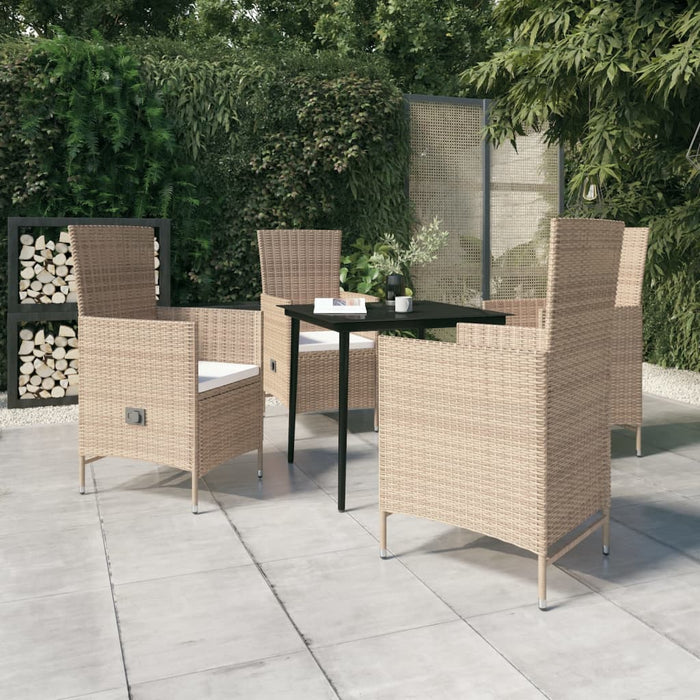 5-tlg. Garten-Essgruppe mit Kissen Beige