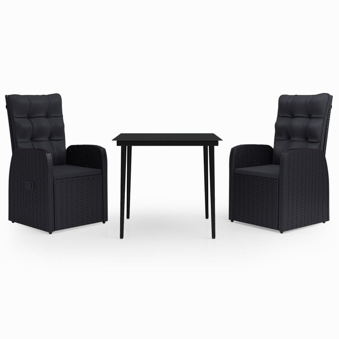 3-tlg. Garten-Essgruppe mit Kissen Schwarz