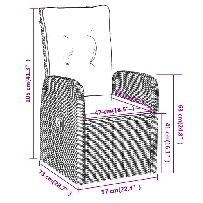 7-tlg. Garten-Essgruppe mit Kissen Schwarz