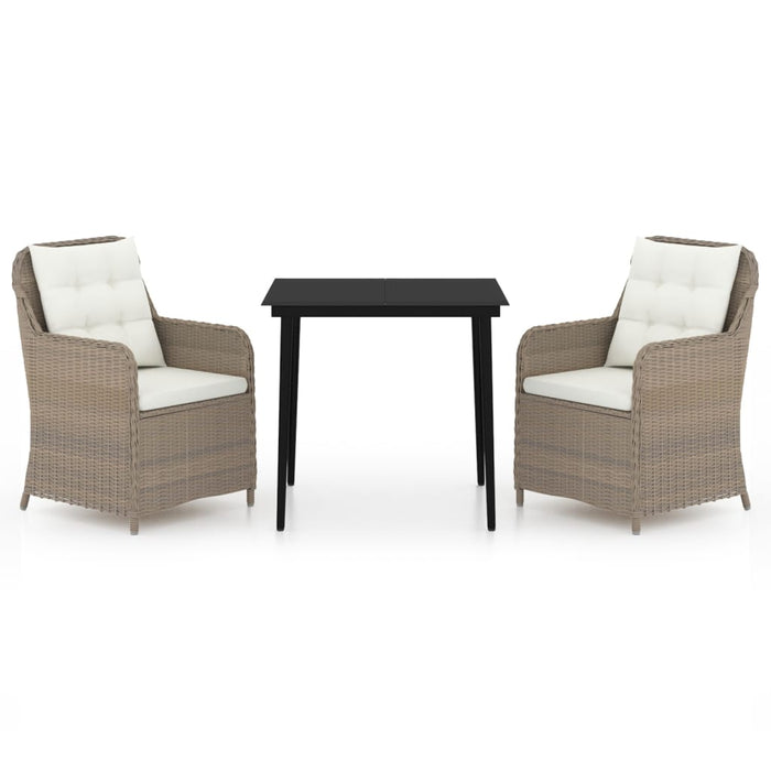 3-tlg. Garten-Essgruppe Braun