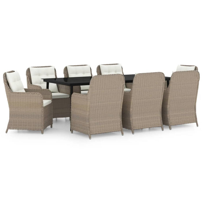 9-tlg. Garten-Essgruppe Braun