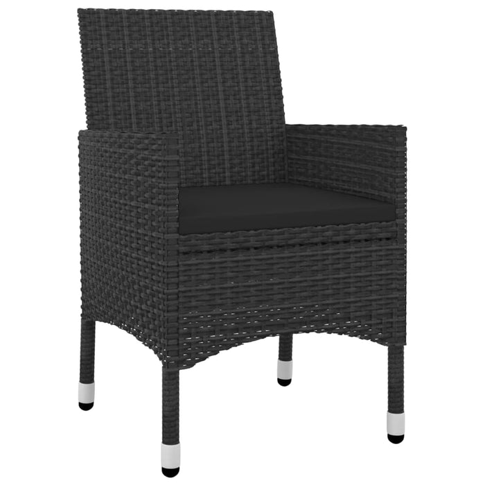 3-tlg. Garten-Essgruppe mit Auflagen Poly Rattan und Glas