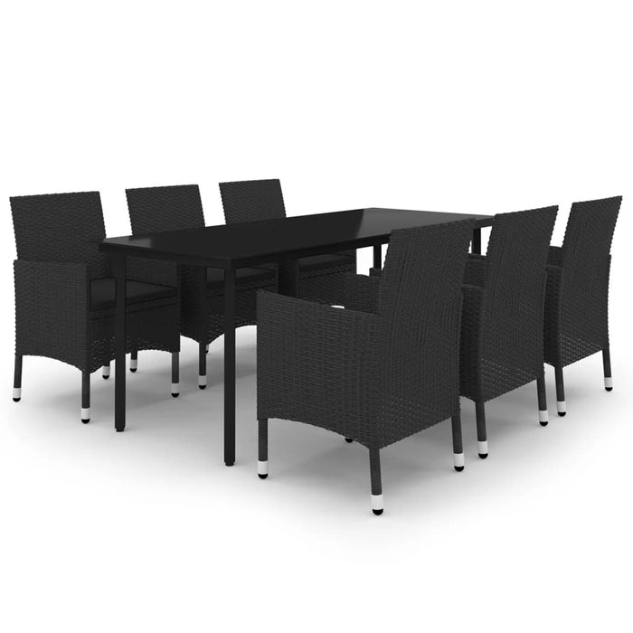 7-tlg. Garten-Essgruppe mit Auflagen Poly Rattan und Glas