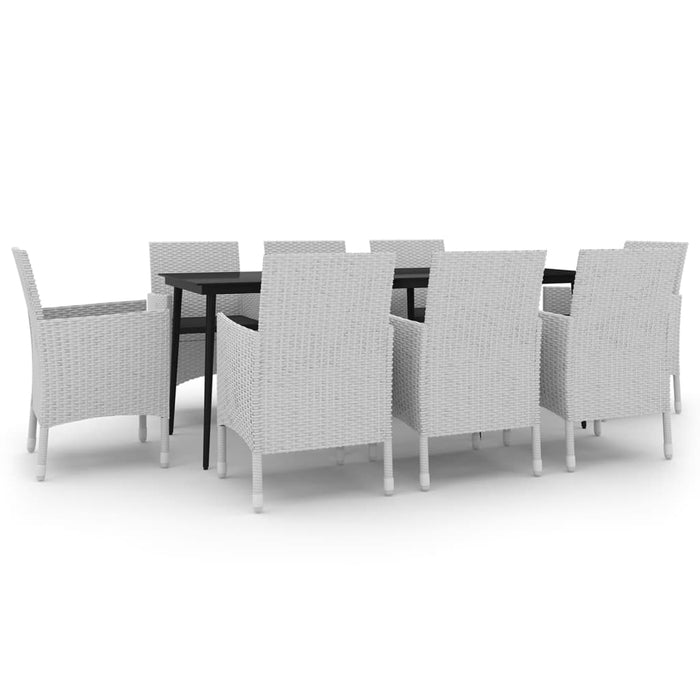 9-tlg. Garten-Essgruppe mit Kissen Poly Rattan und Glas