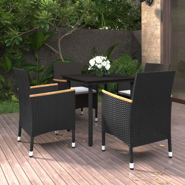 5-tlg. Garten-Essgruppe mit Auflagen Poly Rattan und Glas