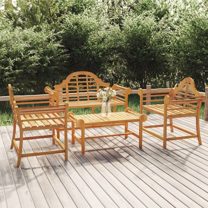 4-tlg. Garten-Lounge-Set Massivholz Teak