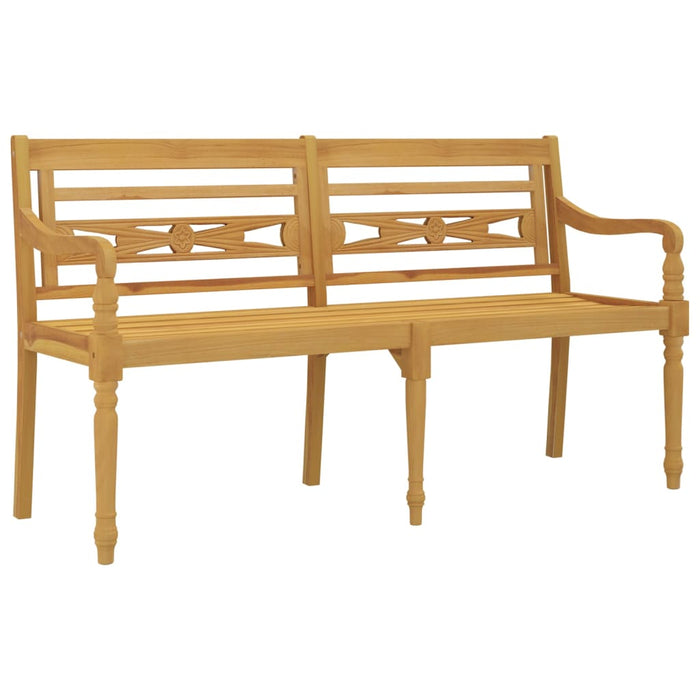 Batavia bench with taupe cushions 150 cm solid teak wood