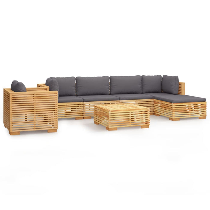 7-tlg. Garten-Lounge-Set mit Kissen Massivholz Teak