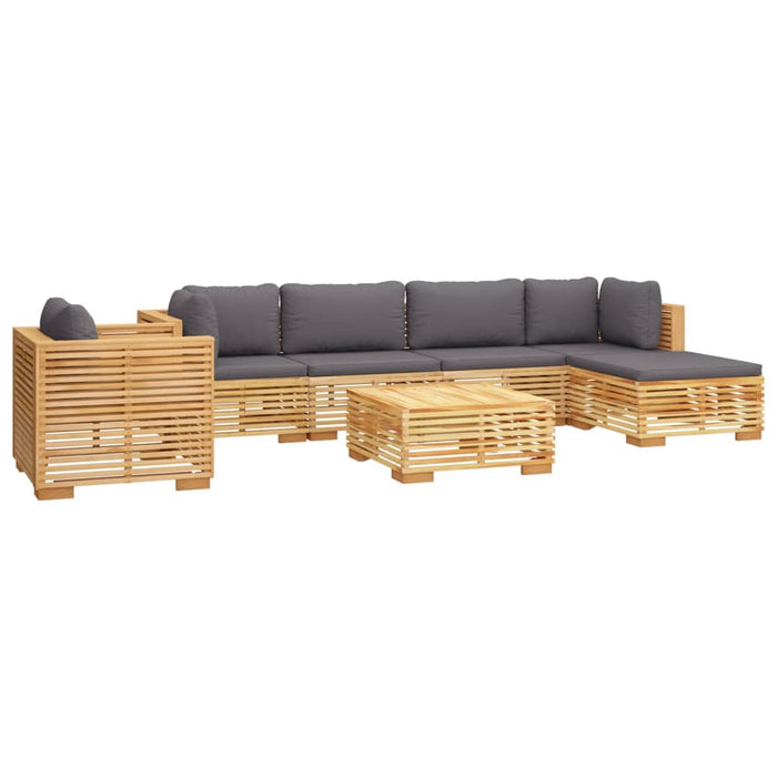 7-tlg. Garten-Lounge-Set mit Kissen Massivholz Teak