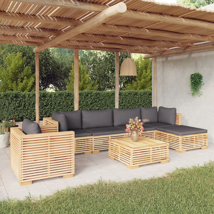 7-tlg. Garten-Lounge-Set mit Kissen Massivholz Teak