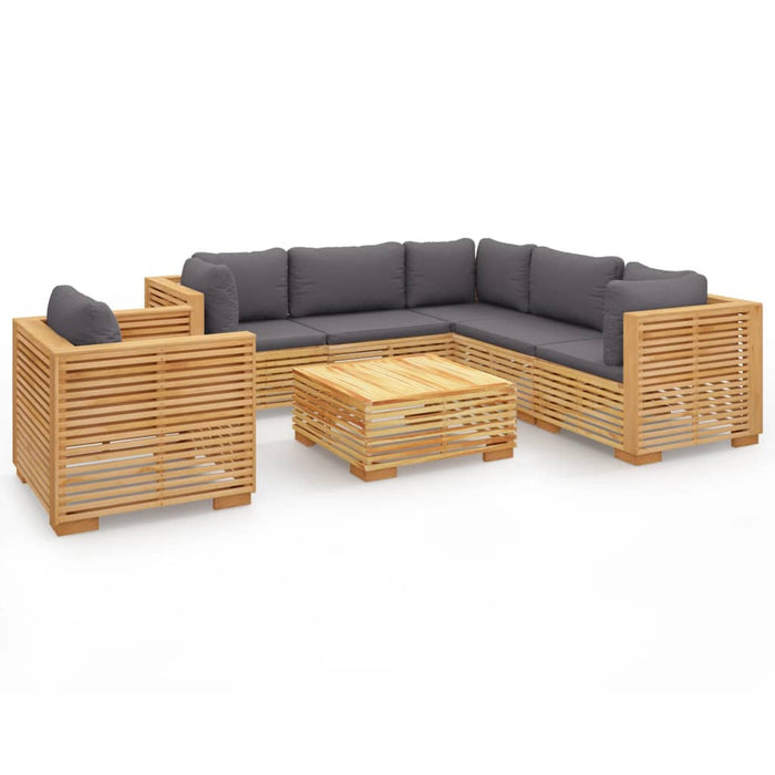 7-tlg. Garten-Lounge-Set mit Kissen Massivholz Teak
