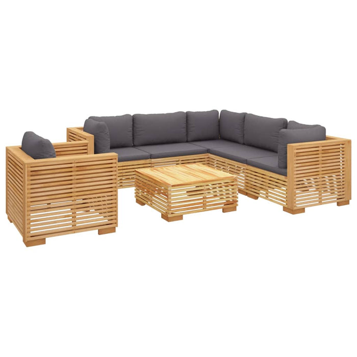 7-tlg. Garten-Lounge-Set mit Kissen Massivholz Teak