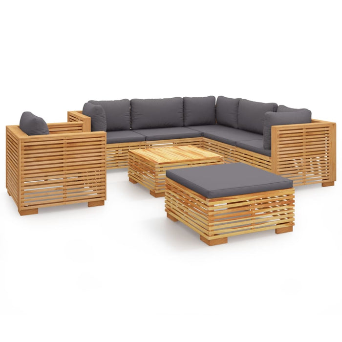 8-tlg. Garten-Lounge-Set mit Kissen Massivholz Teak