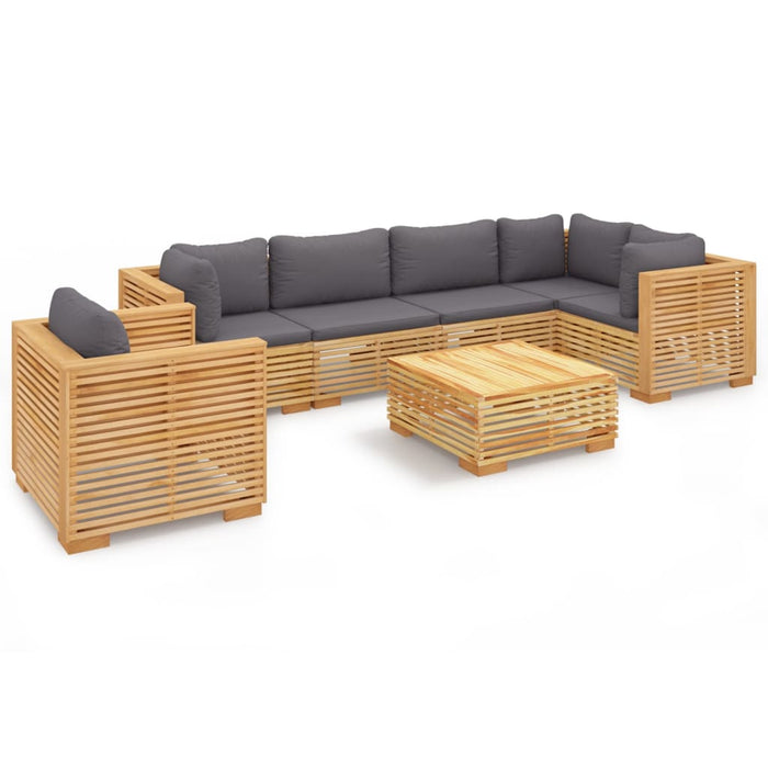 7-tlg. Garten-Lounge-Set mit Kissen Massivholz Teak