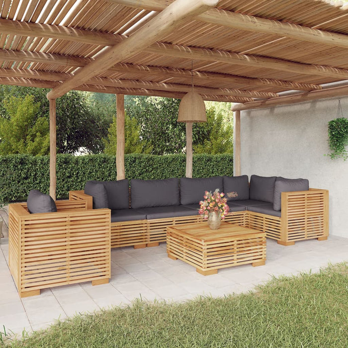 7-tlg. Garten-Lounge-Set mit Kissen Massivholz Teak