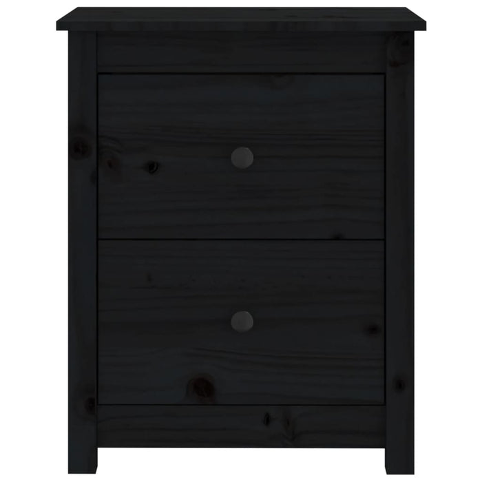 Nachttisch Schwarz 50x35x61,5 cm Massivholz Kiefer