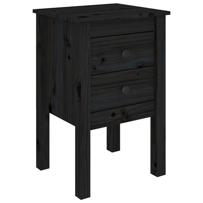 Nachttische 2 Stk. Schwarz 40x35x61,5 cm Massivholz Kiefer