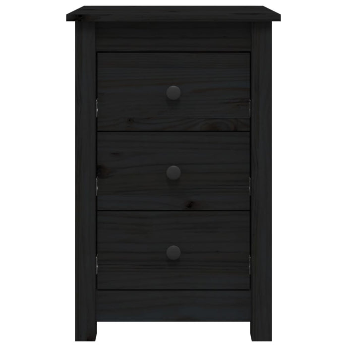 Nachttische 2 Stk. Schwarz 40x35x61,5 cm Massivholz Kiefer