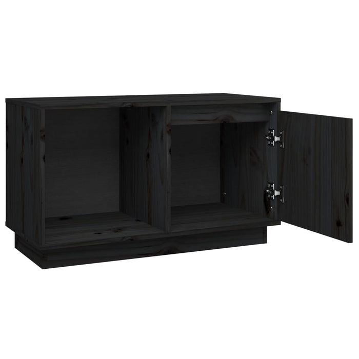 TV cabinet black 74x35x44 cm solid pine wood
