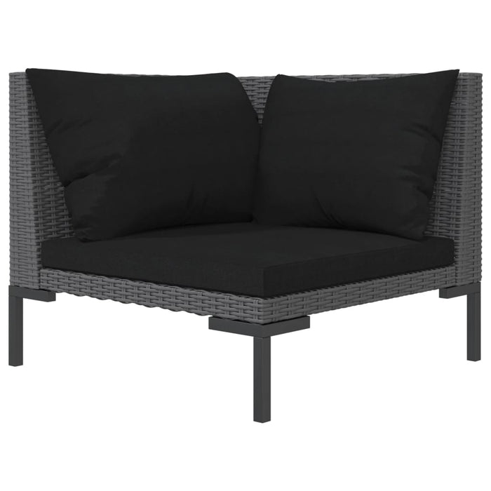 8-tlg. Garten-Lounge-Set mit Kissen Poly Rattan Dunkelgrau