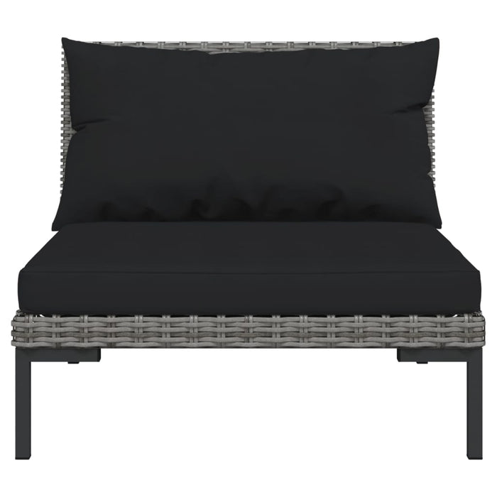 5 pcs. Garden lounge set with cushions poly rattan dark gray