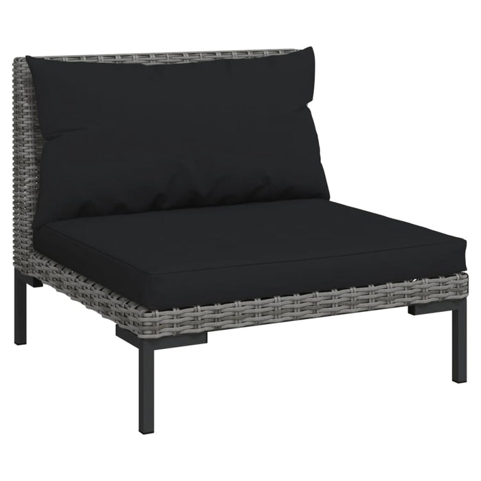8-tlg. Garten-Lounge-Set mit Auflagen Poly Rattan Dunkelgrau