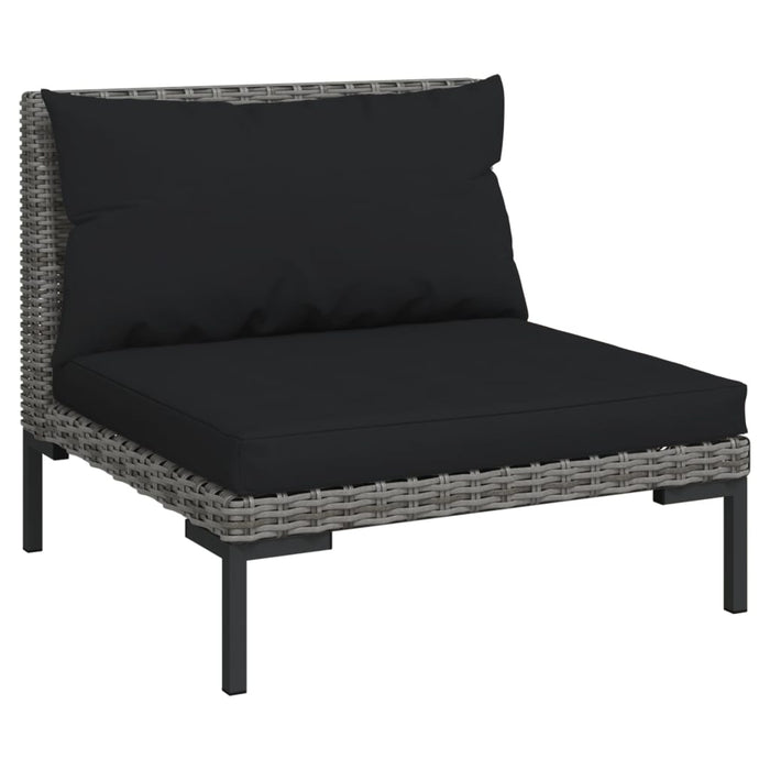 11-tlg. Garten-Lounge-Set mit Kissen Poly Rattan Dunkelgrau