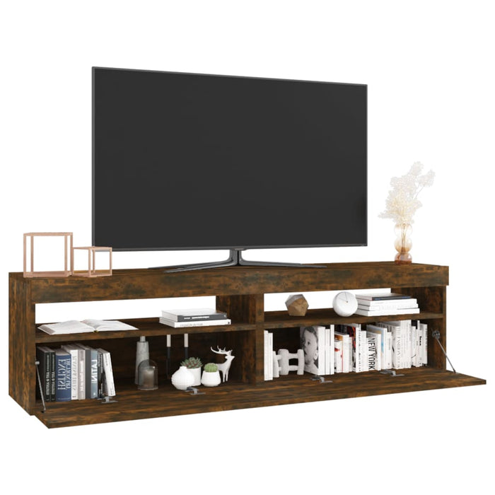 TV cabinet with LED lights 2 pieces. Smoked oak 75x35x40 cm