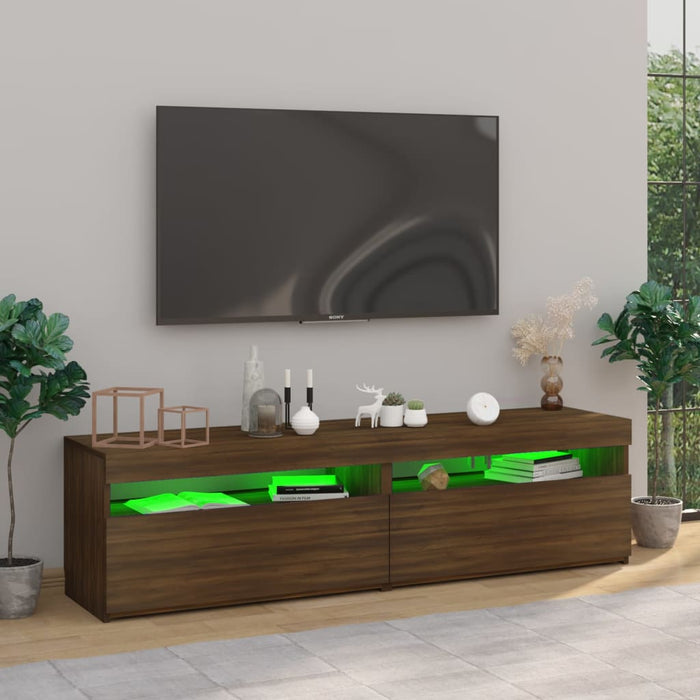 TV-Schrank mit LED-Leuchten 2Stk. Braun Eichen-Optik 75x35x40cm