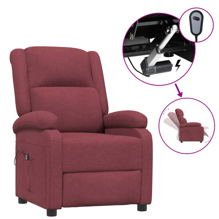 Relaxation chair electric wine red fabric